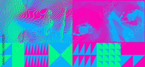 Abstract geometric pattern with simple shapes. Eye. Close-up portrait of a man. Digital vision. Vector illustration for brochure, poster, invitation, poster, textile print, presentation or banner.