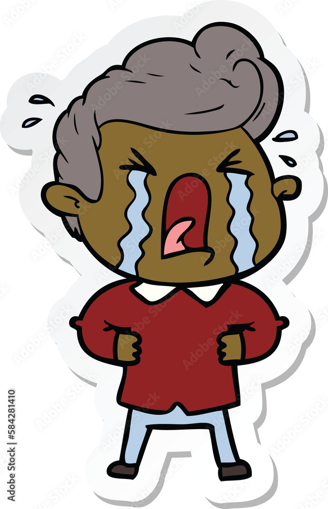 sticker of a cartoon crying man sticker of a cartoon crying man