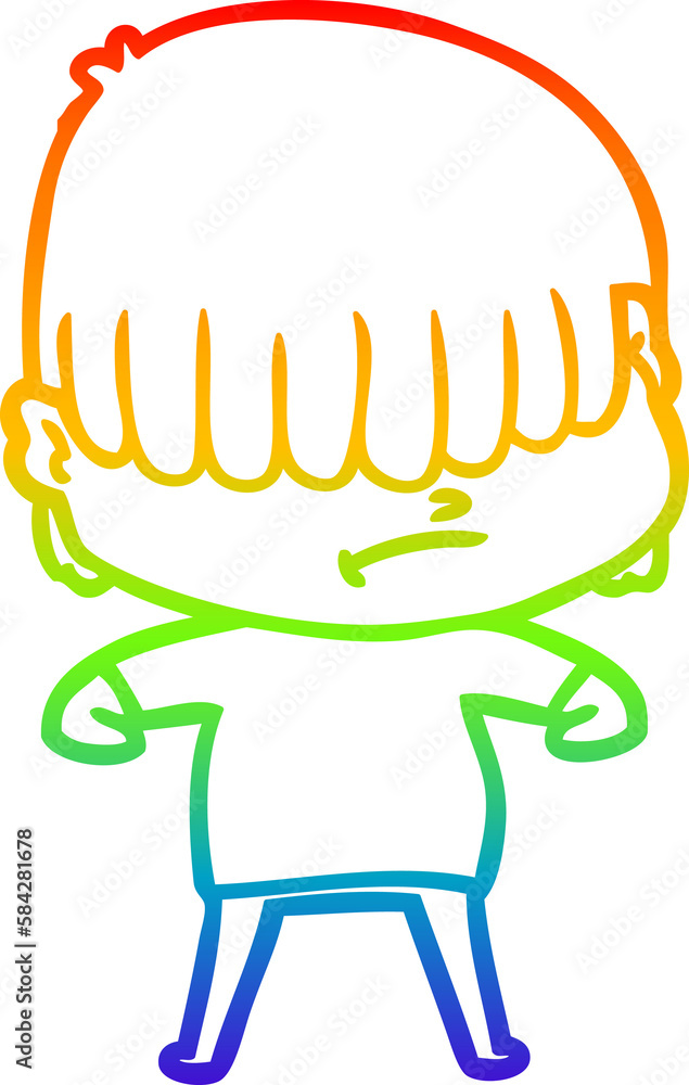 rainbow gradient line drawing cartoon boy with untidy hair rainbow gradient line drawing cartoon boy with untidy hair