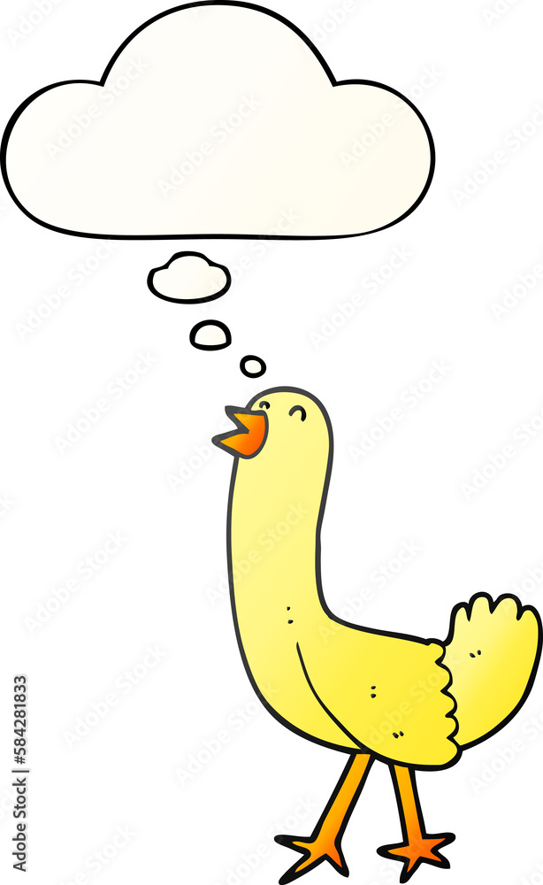 cartoon bird and thought bubble in smooth gradient style cartoon bird and thought bubble in smooth gradient style