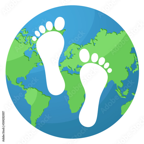 carbon footprint foot with world vector