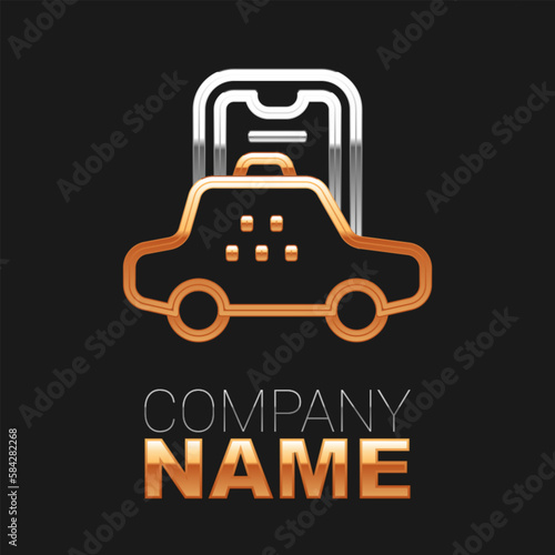 Line Taxi mobile app icon isolated on black background. Mobile application taxi. Colorful outline concept. Vector