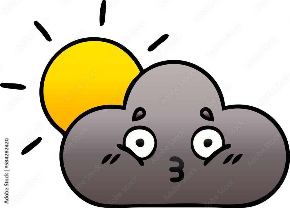gradient shaded cartoon storm cloud and sun gradient shaded cartoon storm cloud and sun
