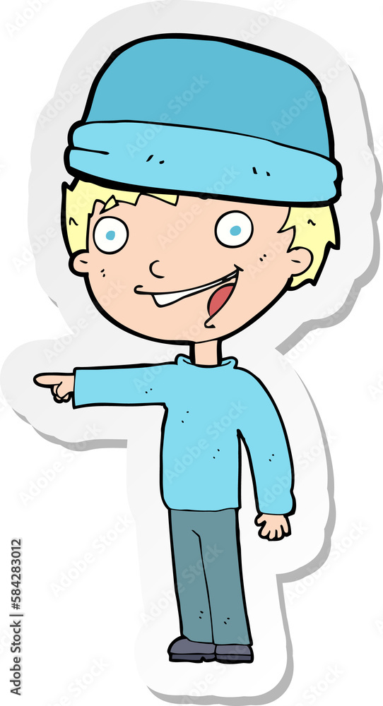 sticker of a cartoon man wearing winter hat sticker of a cartoon man wearing winter hat