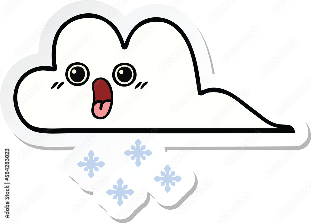 sticker of a cute cartoon snow cloud sticker of a cute cartoon snow cloud