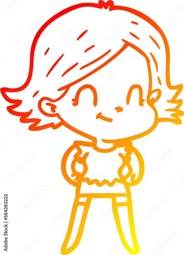 warm gradient line drawing cartoon friendly girl warm gradient line drawing cartoon friendly girl