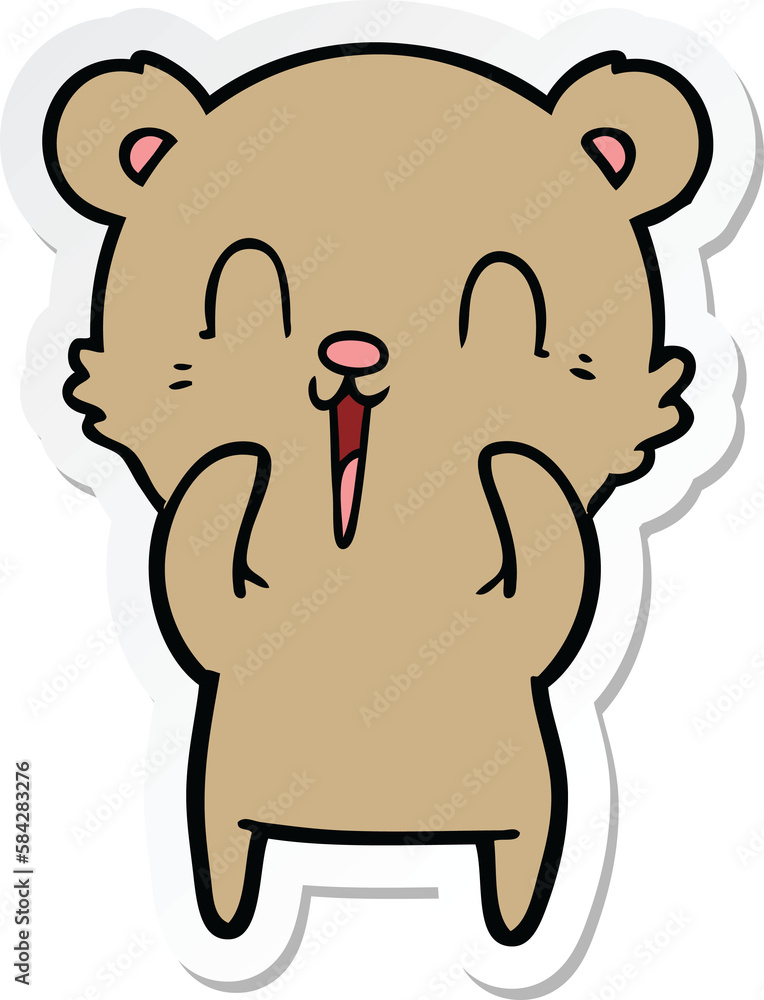 Fototapeta premium sticker of a happy cartoon bear