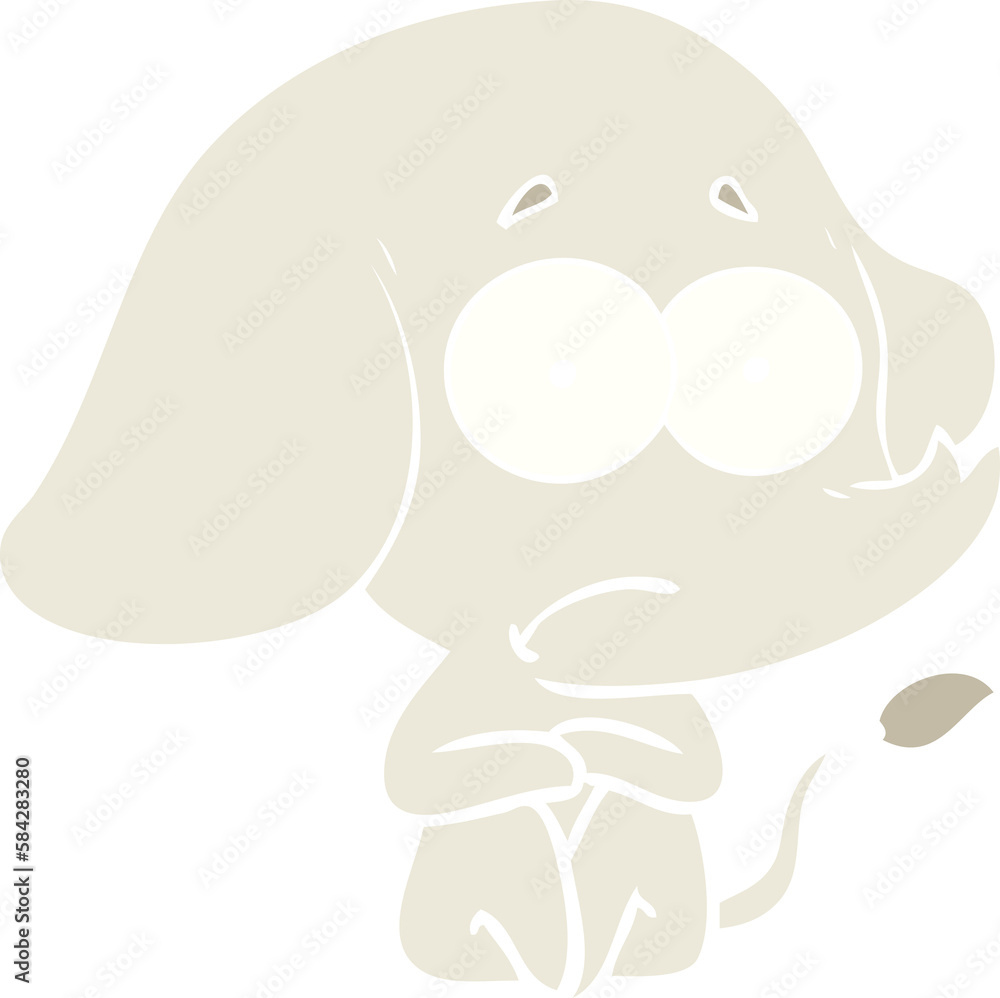flat color style cartoon unsure elephant