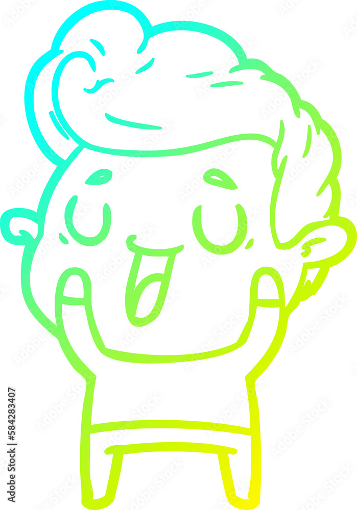 cold gradient line drawing happy cartoon man cold gradient line drawing happy cartoon man