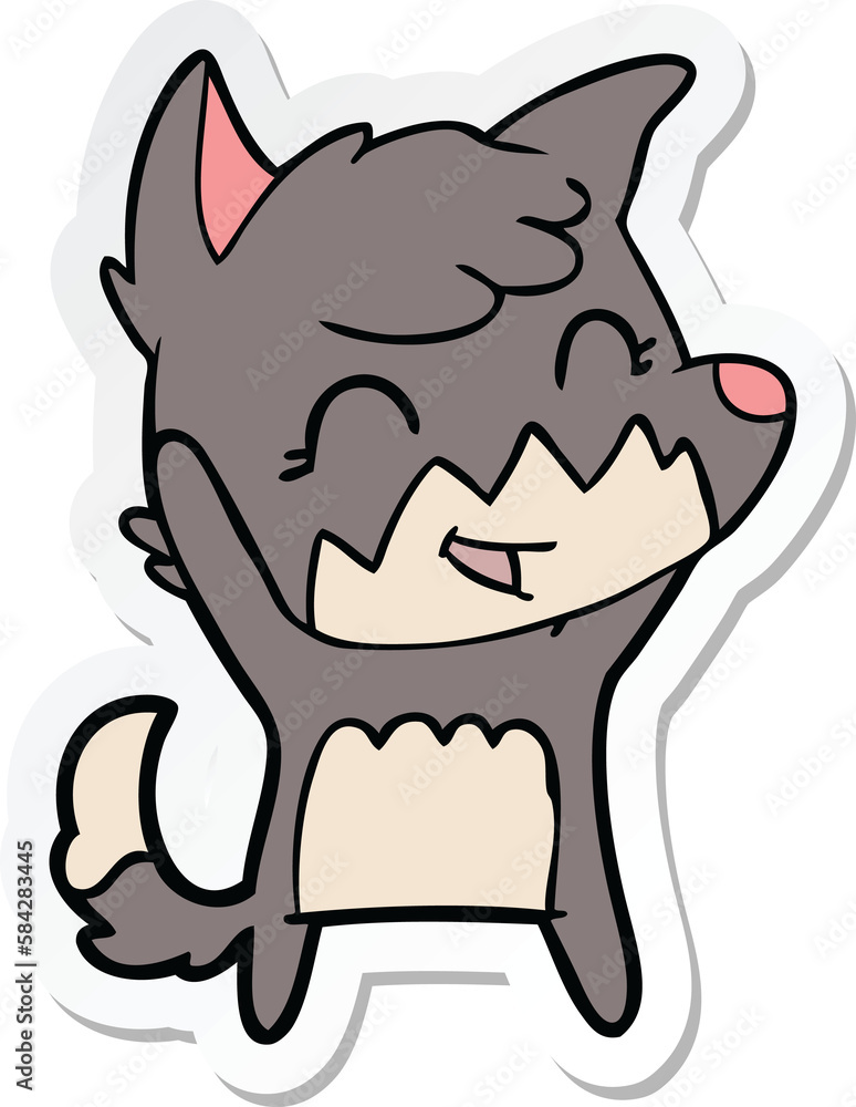 sticker of a happy cartoon fox sticker of a happy cartoon fox