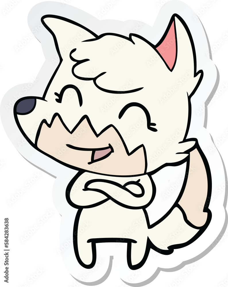 sticker of a happy cartoon fox sticker of a happy cartoon fox