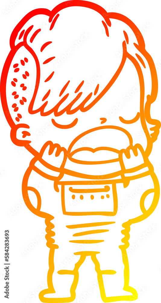 warm gradient line drawing cartoon cool hipster girl in space suit warm gradient line drawing cartoon cool hipster girl in space suit