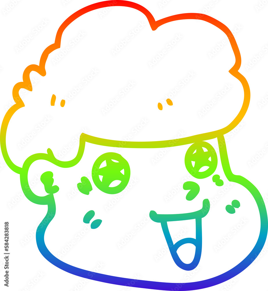 rainbow gradient line drawing cartoon boy's face rainbow gradient line drawing cartoon boy's face