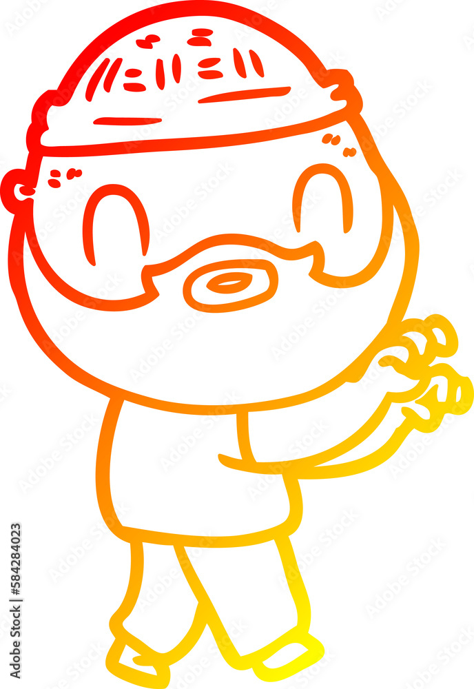 warm gradient line drawing cartoon bearded man warm gradient line drawing cartoon bearded man