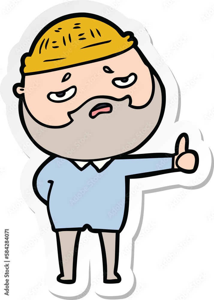 sticker of a cartoon worried man with beard