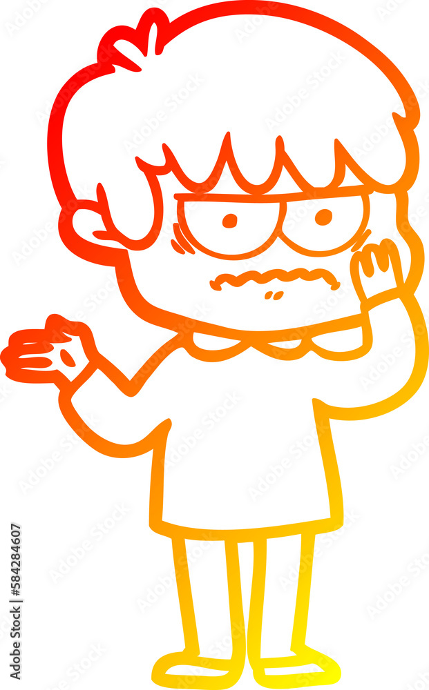 warm gradient line drawing annoyed cartoon boy warm gradient line drawing annoyed cartoon boy