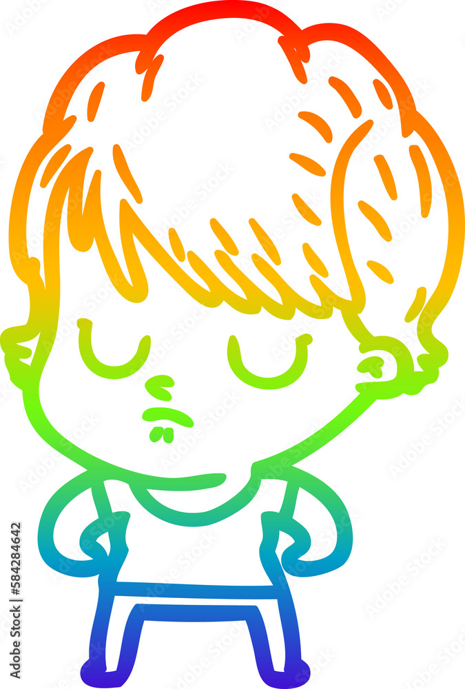 rainbow gradient line drawing cartoon woman rainbow gradient line drawing cartoon woman