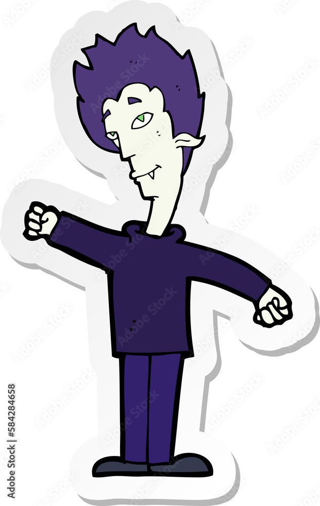 sticker of a cartoon vampire man