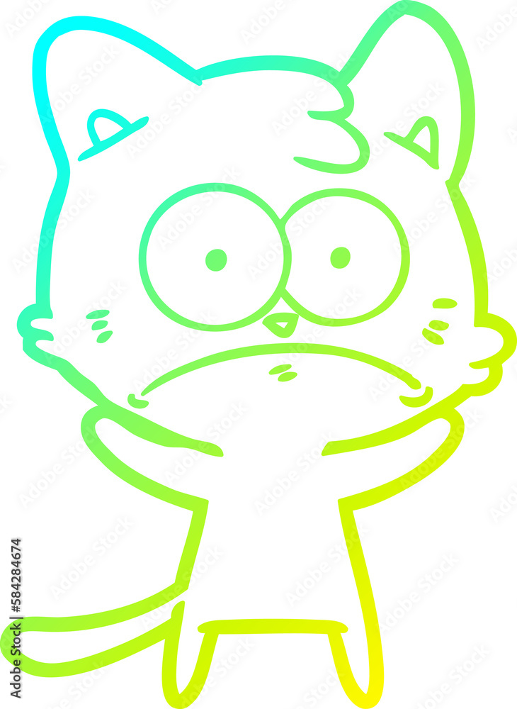 cold gradient line drawing cartoon nervous cat cold gradient line drawing cartoon nervous cat