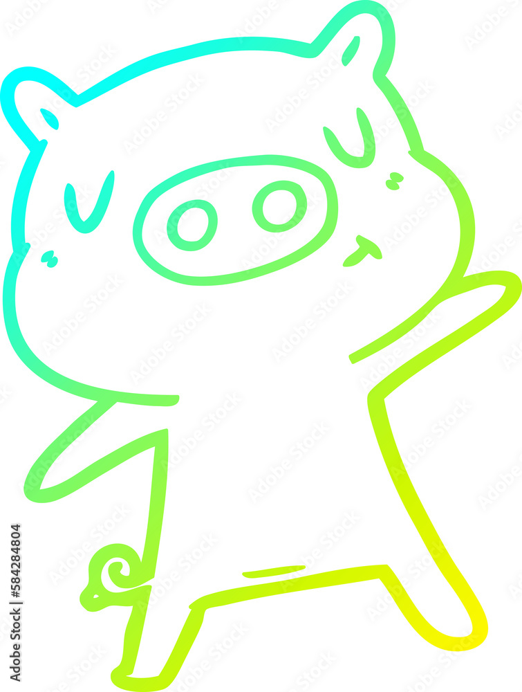 cold gradient line drawing cartoon content pig cold gradient line drawing cartoon content pig