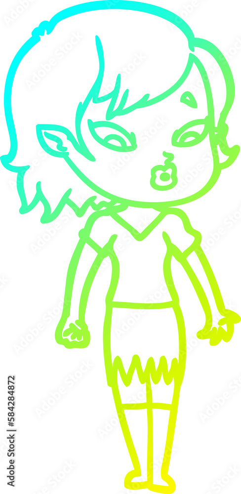 cold gradient line drawing cute cartoon vampire girl cold gradient line drawing cute cartoon vampire girl