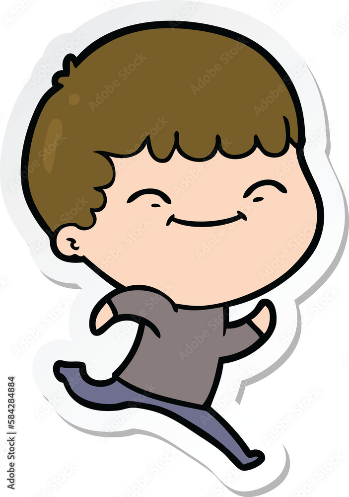 sticker of a cartoon happy boy sticker of a cartoon happy boy
