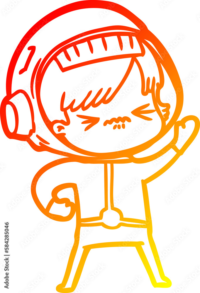 warm gradient line drawing cartoon astronaut woman warm gradient line drawing cartoon astronaut woman