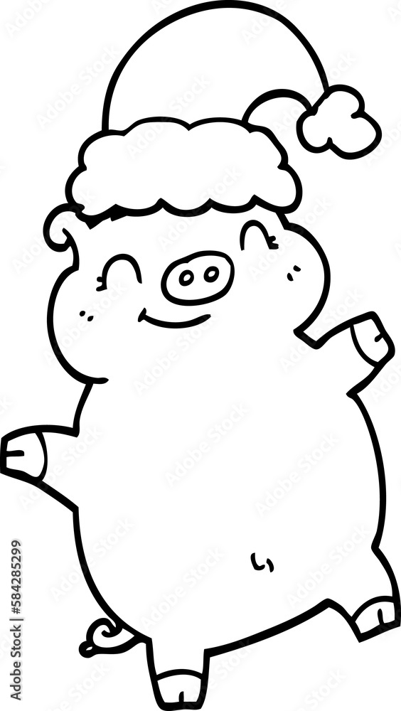 cartoon happy christmas pig cartoon happy christmas pig