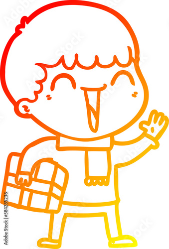 warm gradient line drawing cartoon happy man