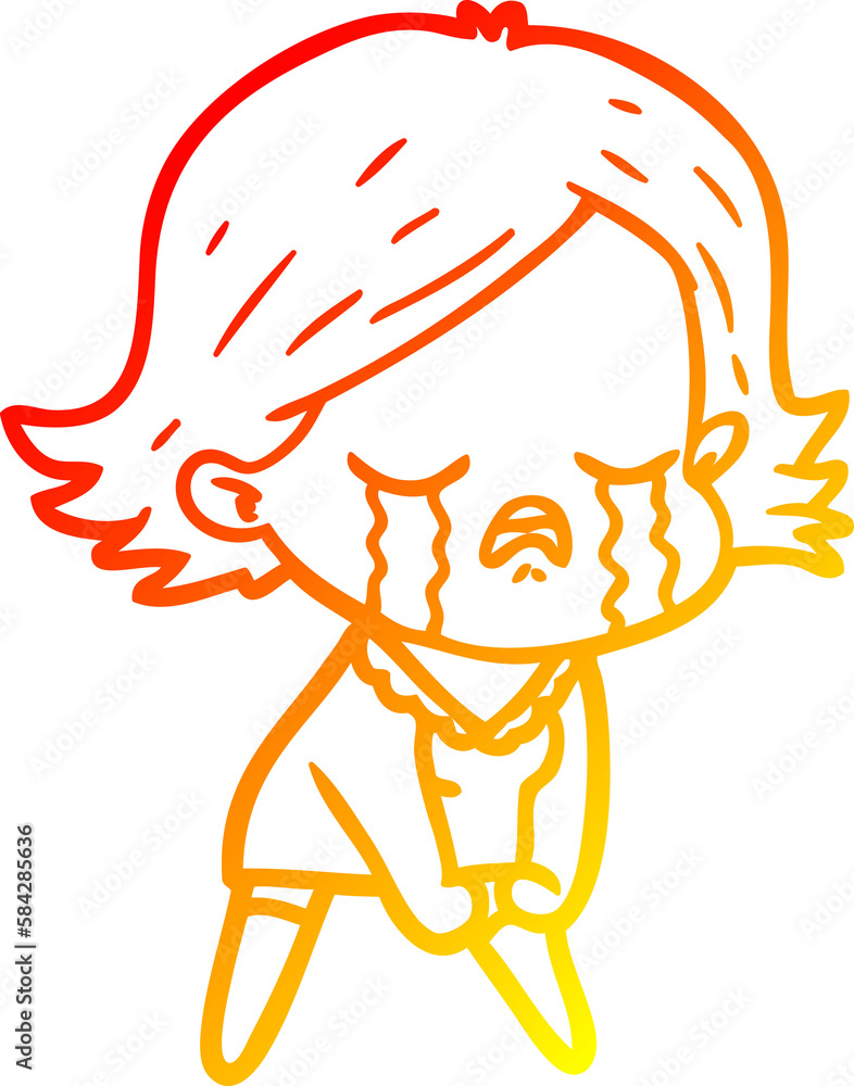 warm gradient line drawing cartoon girl crying warm gradient line drawing cartoon girl crying