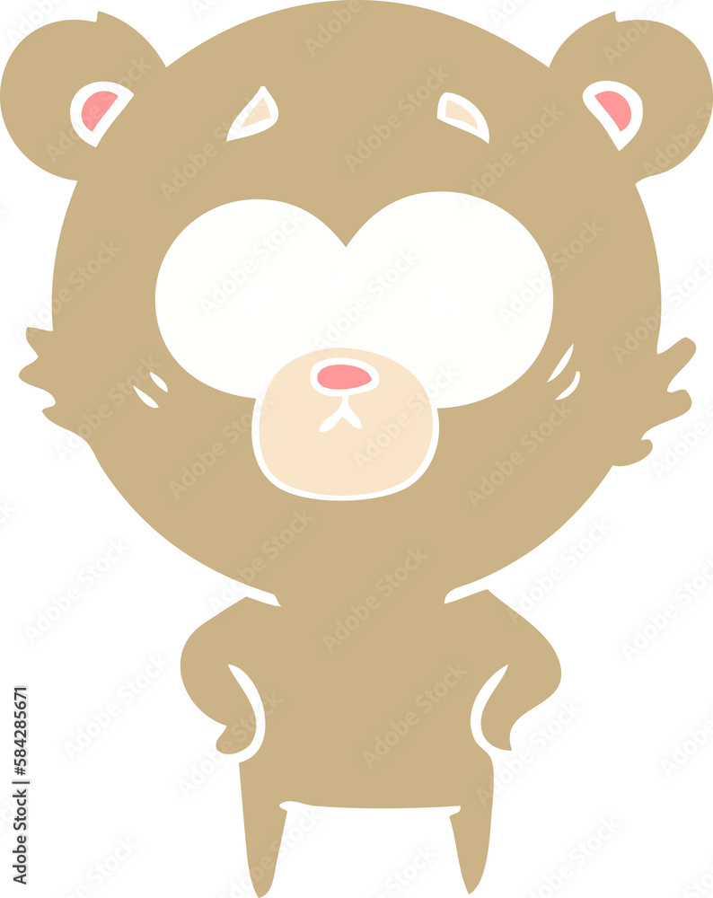 surprised bear flat color style cartoon