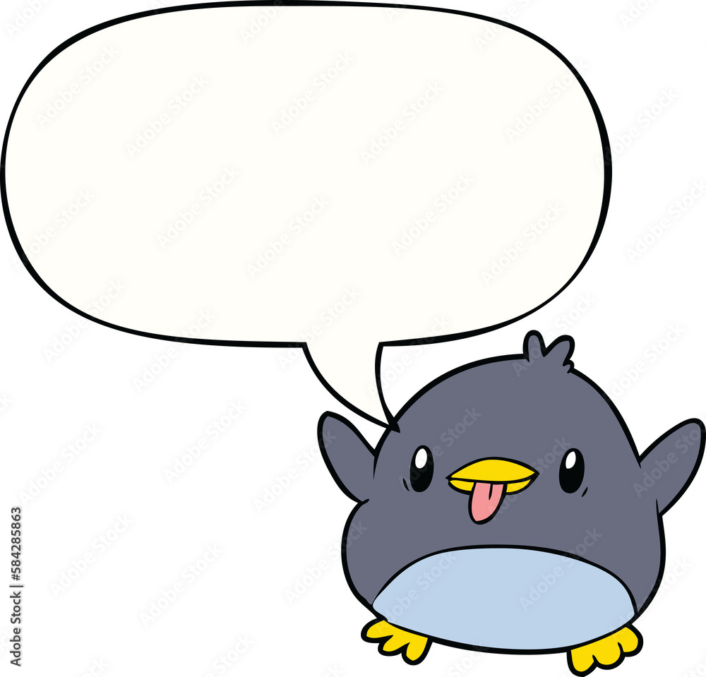 cute cartoon penguin and speech bubble cute cartoon penguin and speech bubble