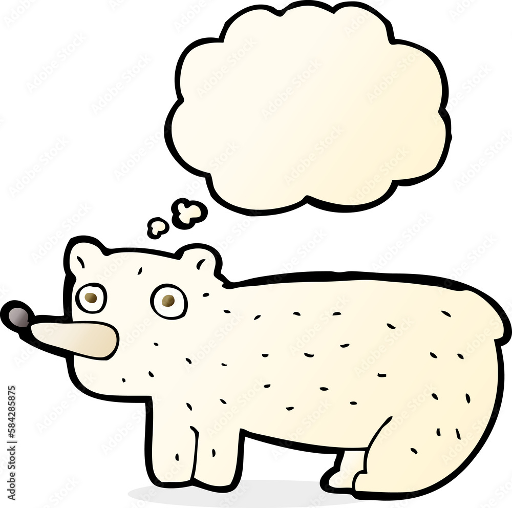 funny cartoon polar bear with thought bubble funny cartoon polar bear with thought bubble