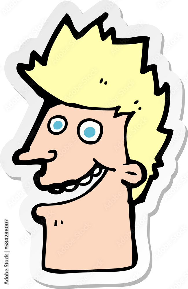 Fototapeta premium sticker of a cartoon happy man face