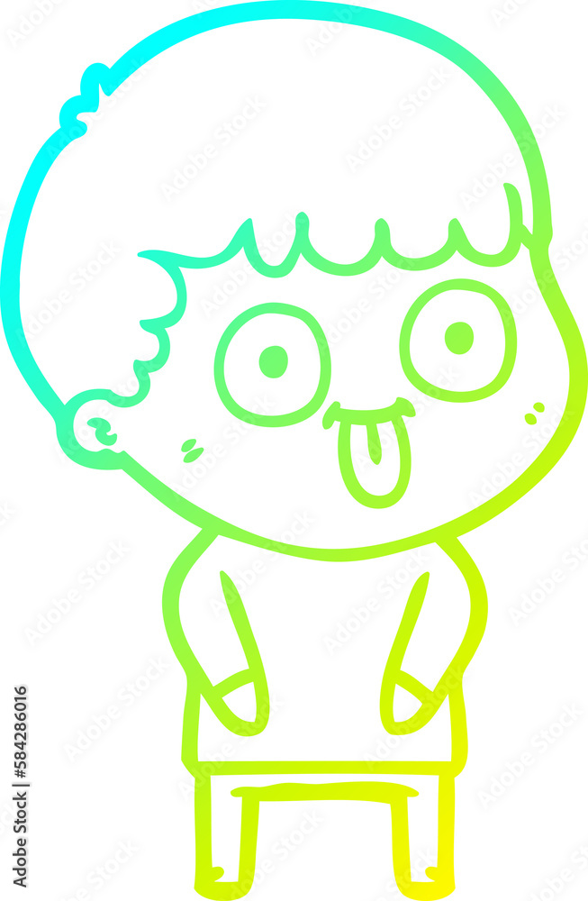 Fototapeta premium cold gradient line drawing cartoon dumb kid