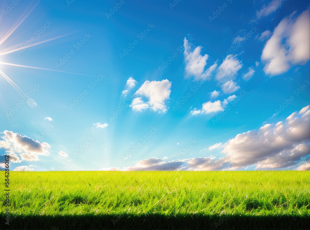 Obraz premium field and blue sky landscape