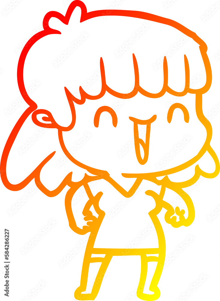 warm gradient line drawing cartoon woman warm gradient line drawing cartoon woman