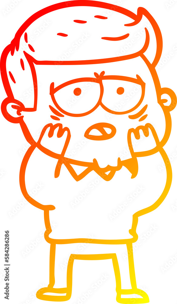 warm gradient line drawing cartoon tired man warm gradient line drawing cartoon tired man