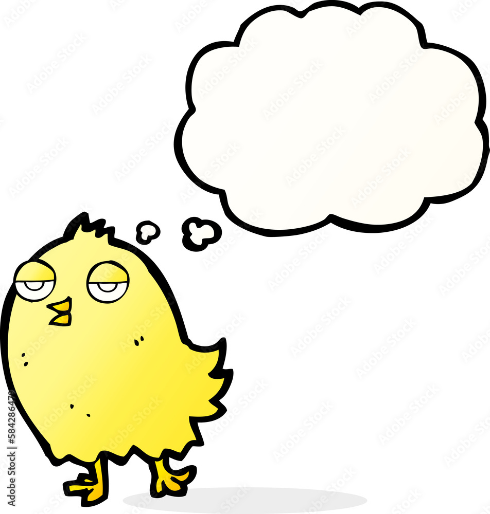 funny cartoon bird with thought bubble funny cartoon bird with thought bubble