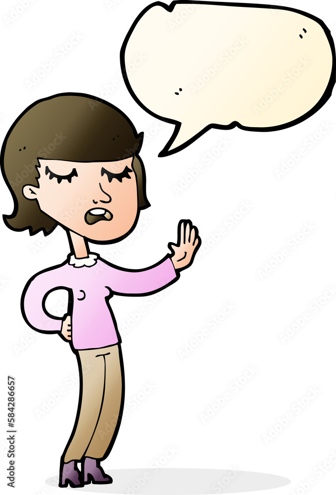 cartoon woman ignoring with speech bubble cartoon woman ignoring with speech bubble