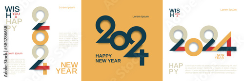 2024 new year celebration design concept for cover, banner, poster, magazine, flyer and social media post template