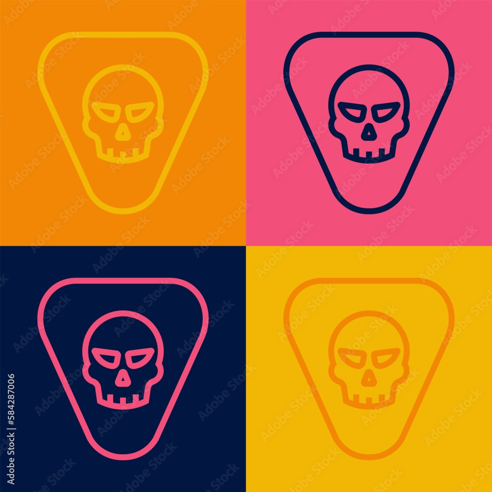 Pop art line Guitar pick icon isolated on color background. Musical instrument. Vector Pop art line Guitar pick icon isolated on color background. Musical instrument. Vector