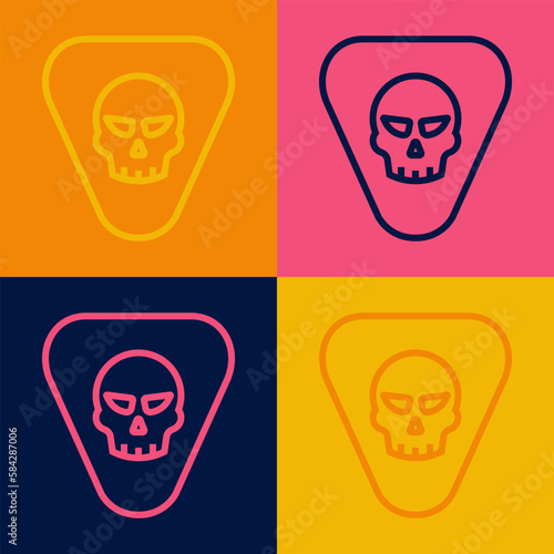 Pop art line Guitar pick icon isolated on color background. Musical instrument. Vector Free Download Pop art line Guitar pick icon isolated on color background. Musical instrument. Vector - GFXLoad