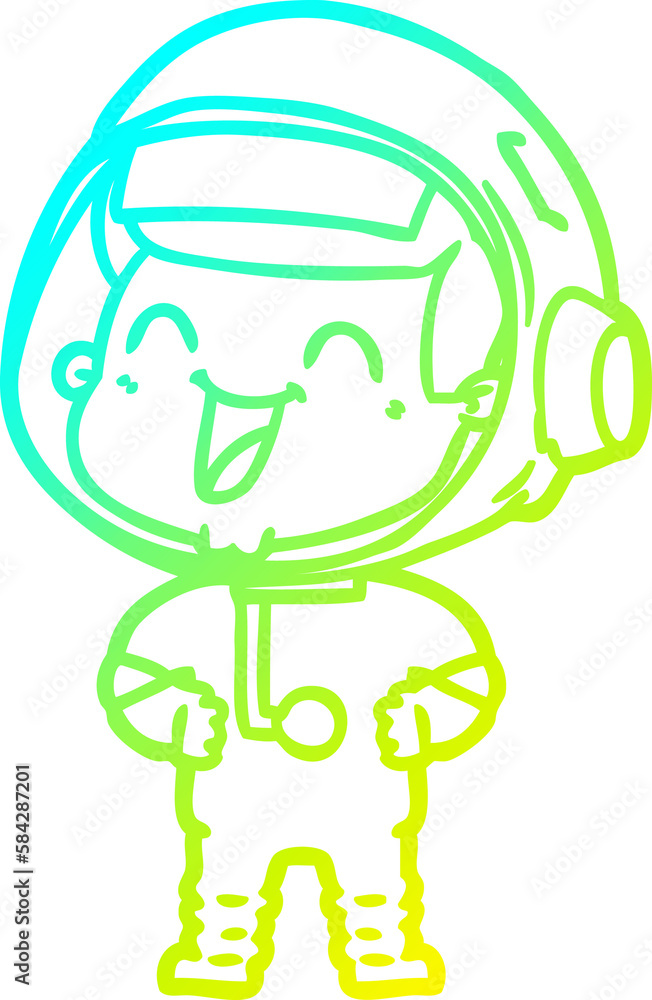 cold gradient line drawing happy cartoon astronaut cold gradient line drawing happy cartoon astronaut