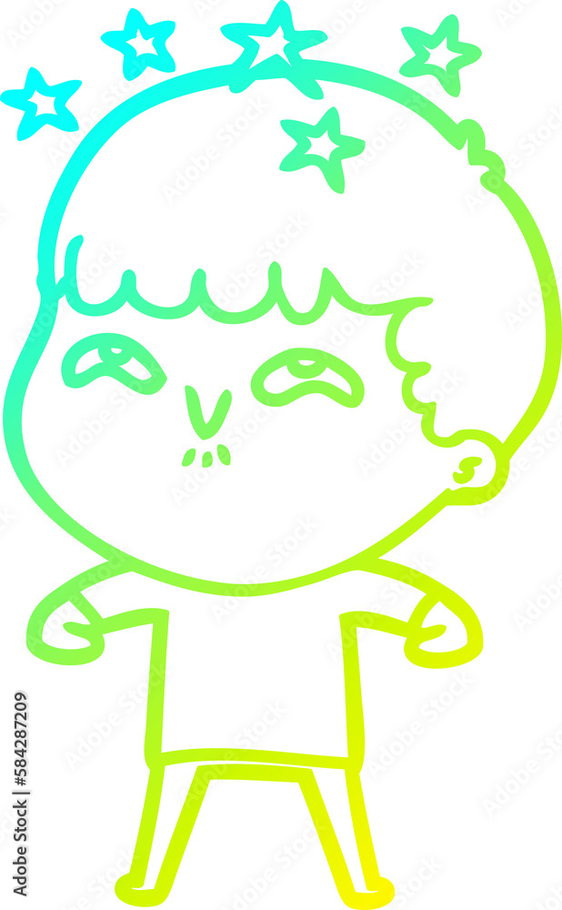 cold gradient line drawing cartoon amazed boy cold gradient line drawing cartoon amazed boy