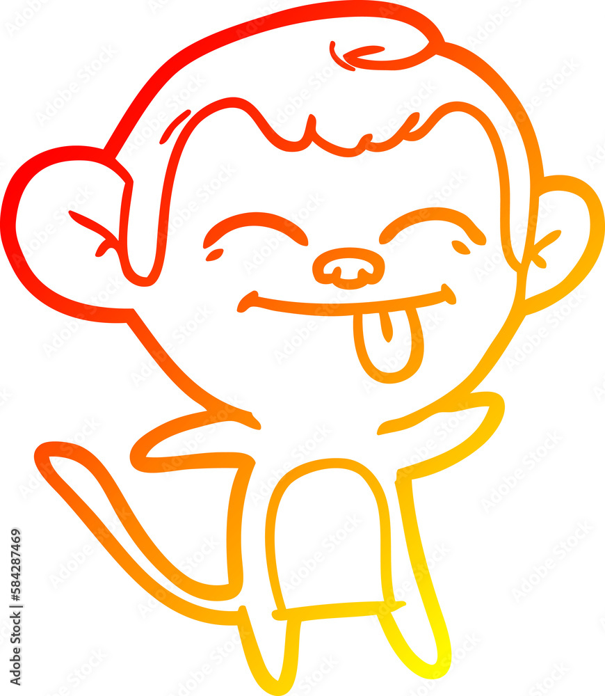 warm gradient line drawing funny cartoon monkey warm gradient line drawing funny cartoon monkey
