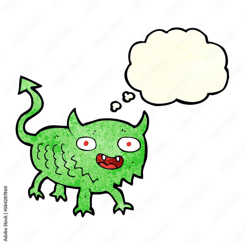 cartoon little demon with thought bubble cartoon little demon with thought bubble