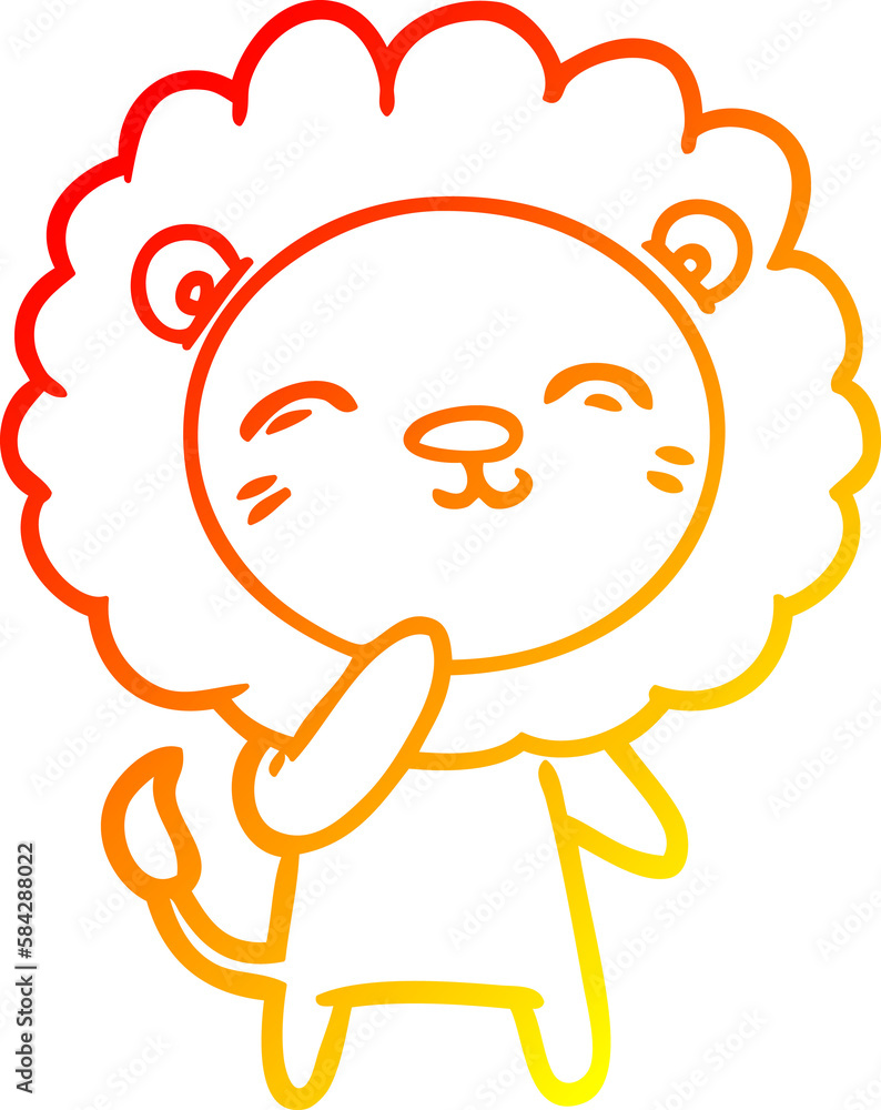 warm gradient line drawing cartoon lion warm gradient line drawing cartoon lion