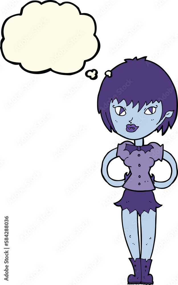 cartoon pretty vampire girl with thought bubble cartoon pretty vampire girl with thought bubble