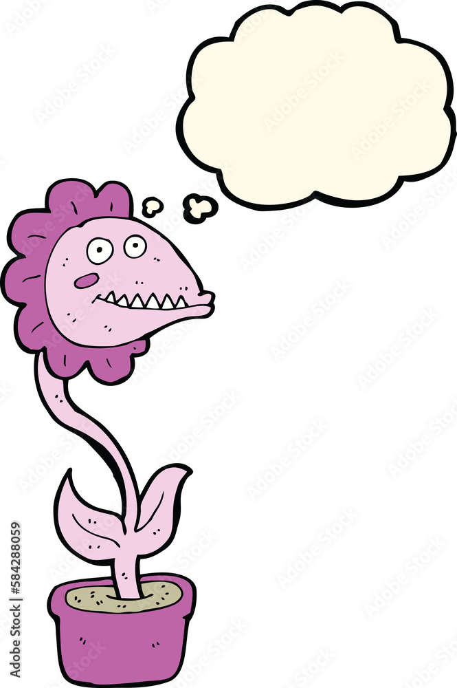 cartoon monster plant with thought bubble cartoon monster plant with thought bubble
